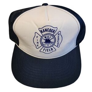 Vintage Snapback Trucker Hat With Mesh Back Hancock Field Fire & Rescue Hat Cap